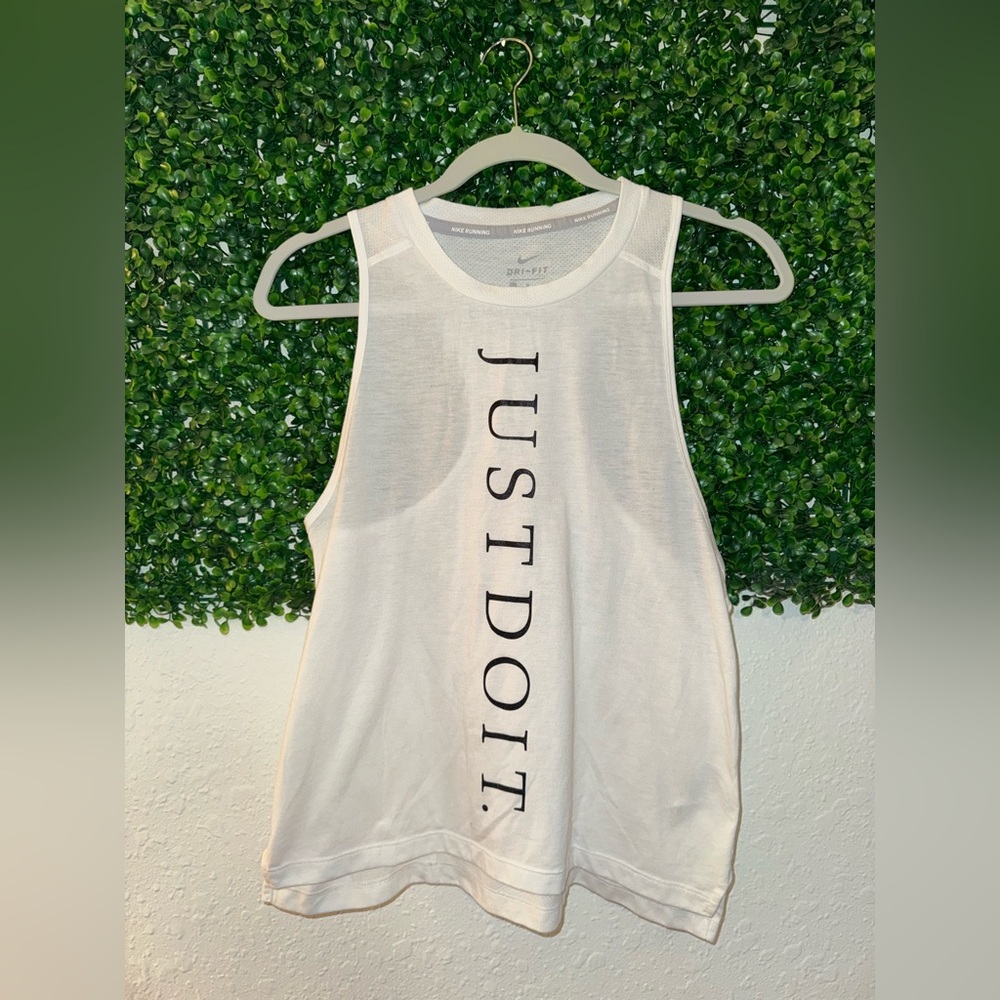 Nike Women's White Muscle Tee with Black Print